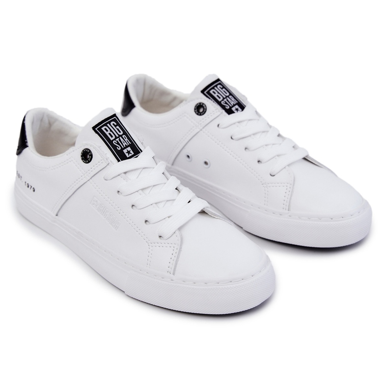 Tênis masculino de couro Big Star JJ174105 branco e preto 1
