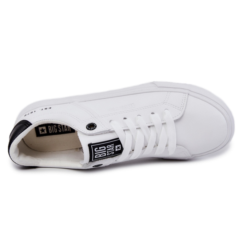 Tênis masculino de couro Big Star JJ174105 branco e preto 2
