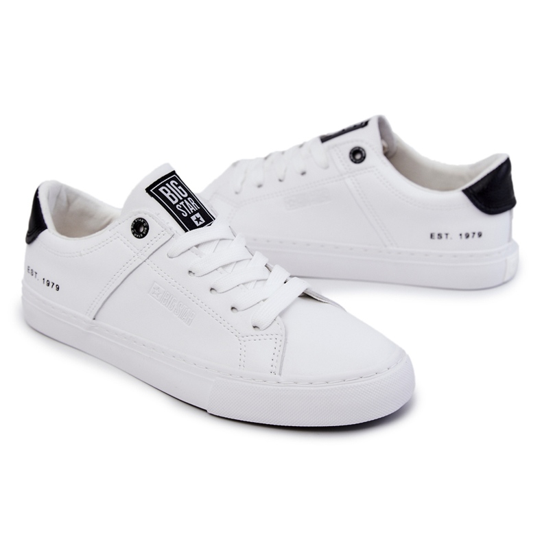 Tênis masculino de couro Big Star JJ174105 branco e preto 5