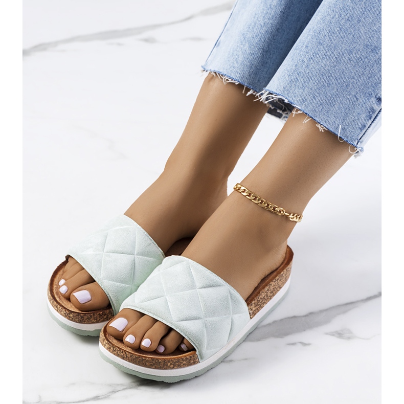 Sandálias verdes na sola de cortiça Galts 1