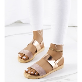 Sandálias femininas Laval rosa multicolorido dourado 1