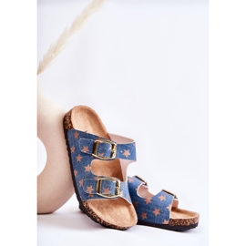 Vinceza Chinelos Ander azuis para crianças confortáveis bege azul 2