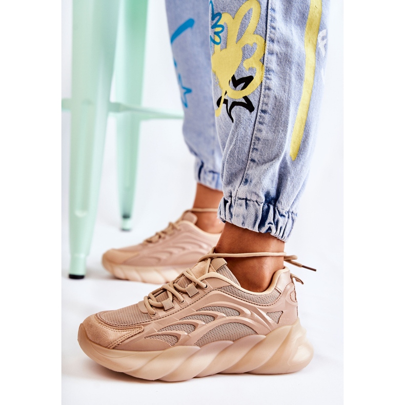 PM2 Tênis esportivo feminino da moda sollero bege dourado 1