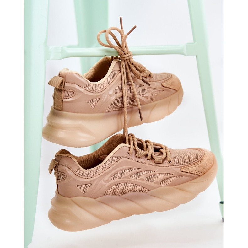 PM2 Tênis esportivo feminino da moda sollero bege dourado 2