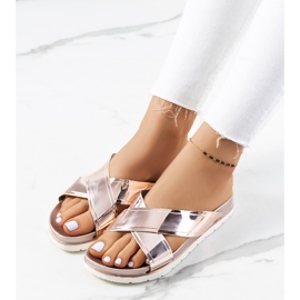 Chinelos Nicolay de mulher dourados rosa 1