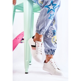 FK2 Tênis esportivo feminino amarrado em Renesme branco preto rosa dourado 1