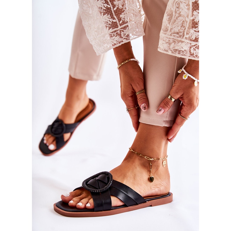 Chinelos Sansa pretos da moda femininos 1