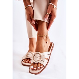 FE1 Chinelos femininos Sansa bege da moda 1