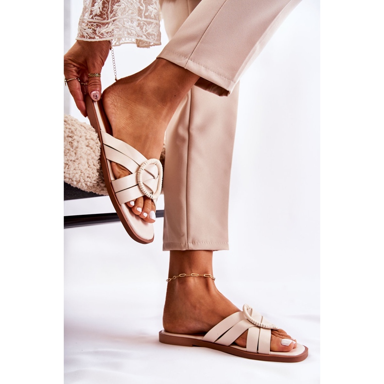 FE1 Chinelos femininos Sansa bege da moda 2