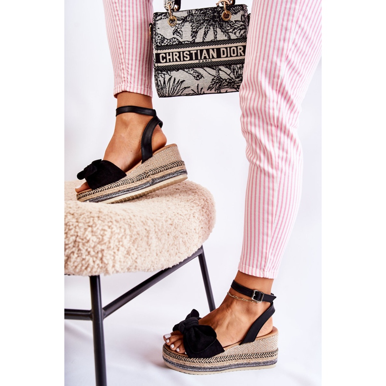 FE1 Sandálias de cunha de camurça preta Natina preto 2