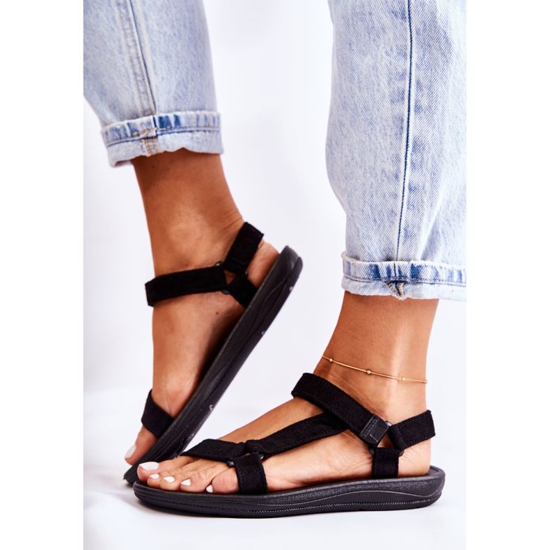 Sandálias esportivas femininas pretas de camurça Harris preto 2