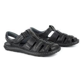 Olivier Sandálias de verão de couro para homem 230MA preta preto 2