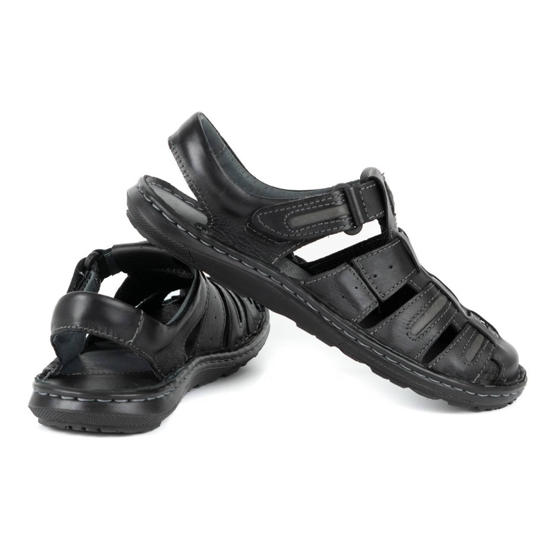 Olivier Sandálias de verão de couro para homem 230MA preta preto 3