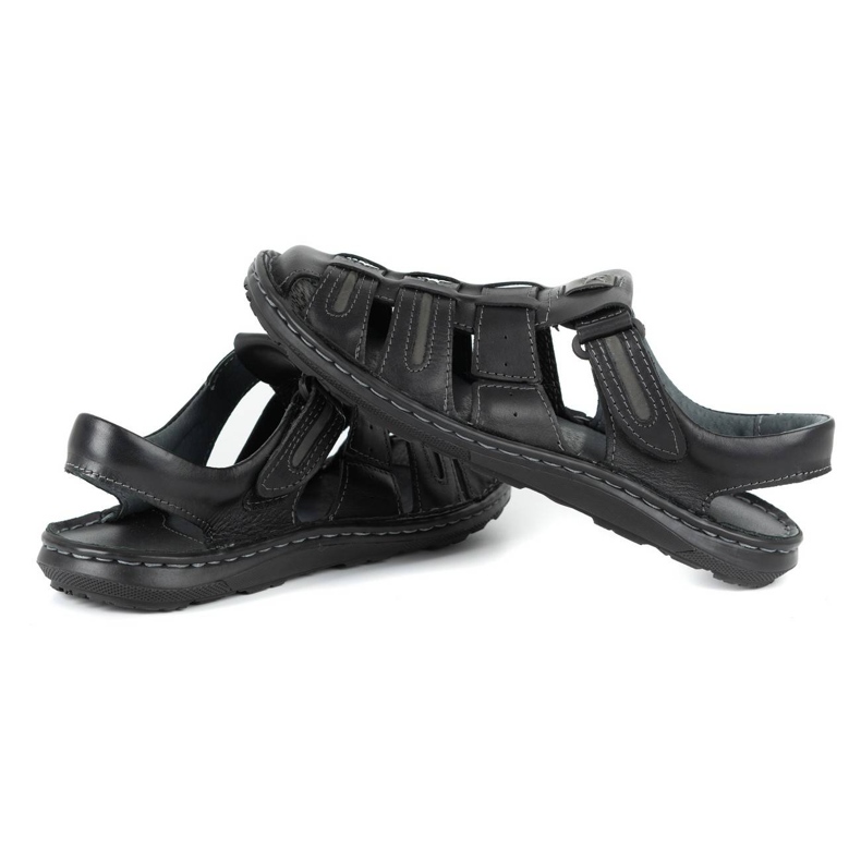 Olivier Sandálias de verão de couro para homem 230MA preta preto 4