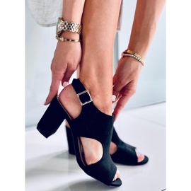 Stacy Sandália de salto alto vazada preta preto 1