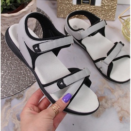 Sandálias esportivas cinza com velcro W American Club preto 1