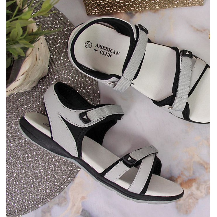 Sandálias esportivas cinza com velcro W American Club preto 2
