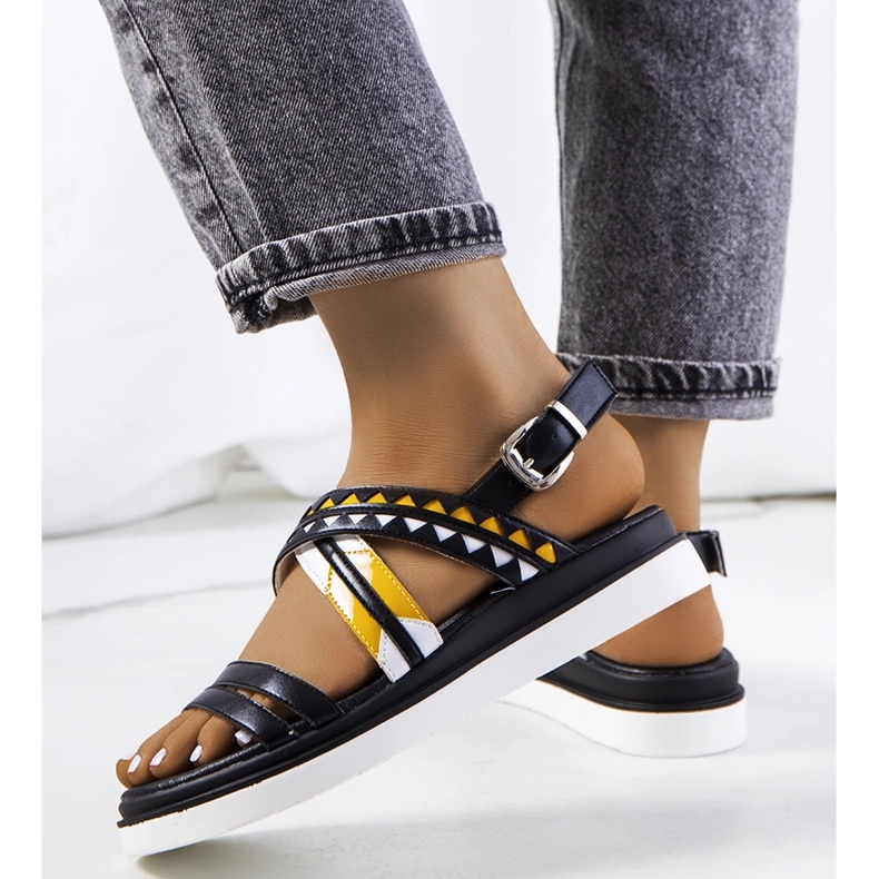 Sandálias femininas negras da Doren preto 1