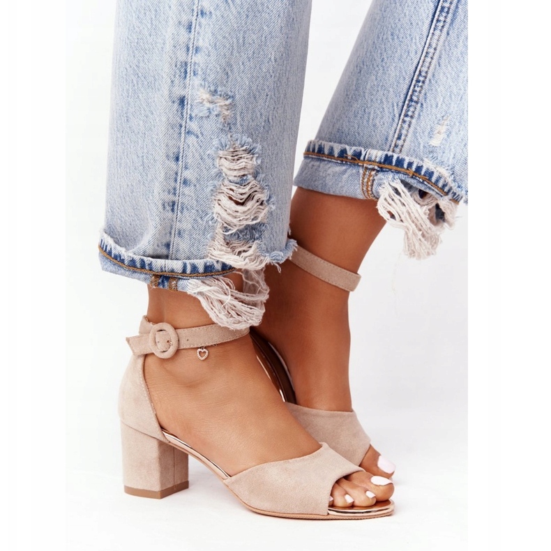 Sandálias de salto alto camurça Vinceza 21-20100 Bege 2