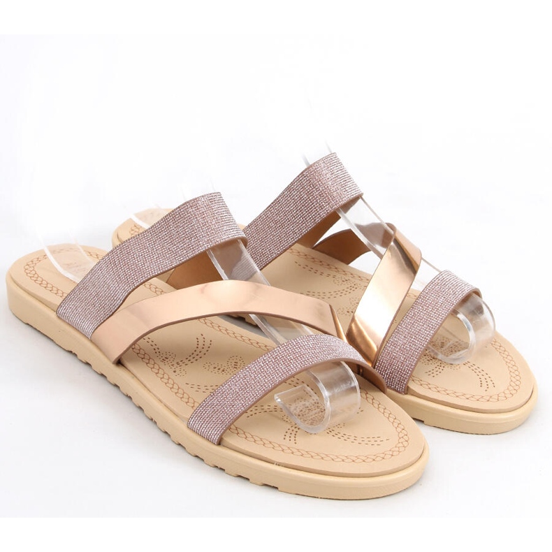 Chinelos Diarra Champagne para mulher rosa dourado 1