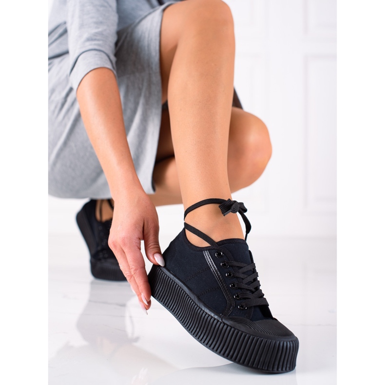 SHELOVET Tênis em uma ampla plataforma preto 1