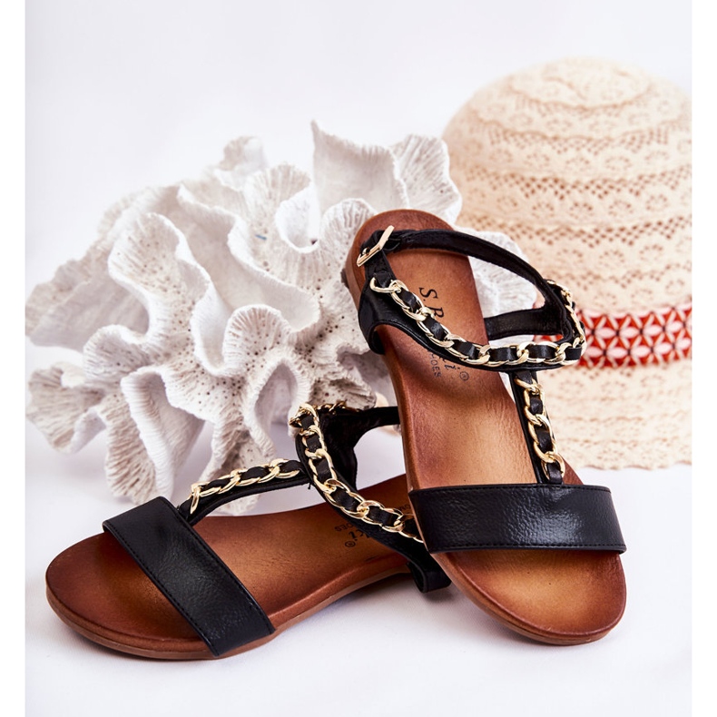 S.Barski Sandália infantil com fivela Black Letto preto 2