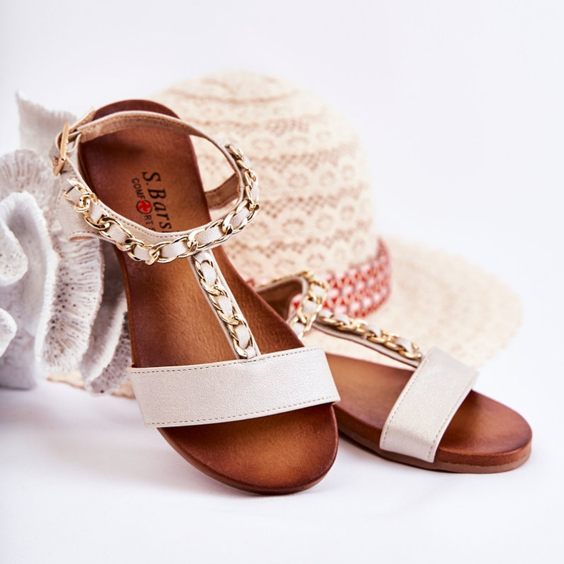 S.Barski Sandália Infantil com Fivela Bege Letto 1