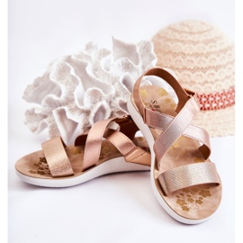 S.Barski Sandálias infantis com velcro rosa ouro Alise dourado dourado 2