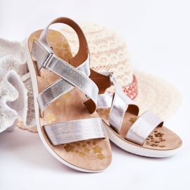 S.Barski Sandálias infantis com velcro prata Alise 1
