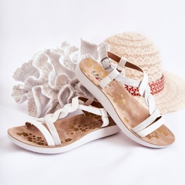 S.Barski Sandálias infantis com fivela branca Dimmel branco branco 2 S.Barski Sandálias infantis com fivela branca Dimmel branco branco 2