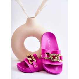 FK1 Chinelos infantis de borracha com corrente decorativa Fuchsia Suzie rosa 2