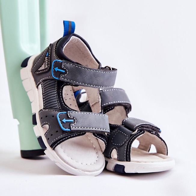 PE1 Sandálias infantis confortáveis ​​cinza escuro Samell 1
