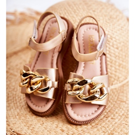 FR1 Sandália infantil com velcro Layra dourado ['dourado'] 2