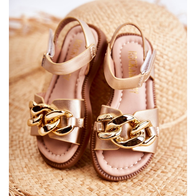 FR1 Sandália infantil com velcro Layra dourado ['dourado'] 2