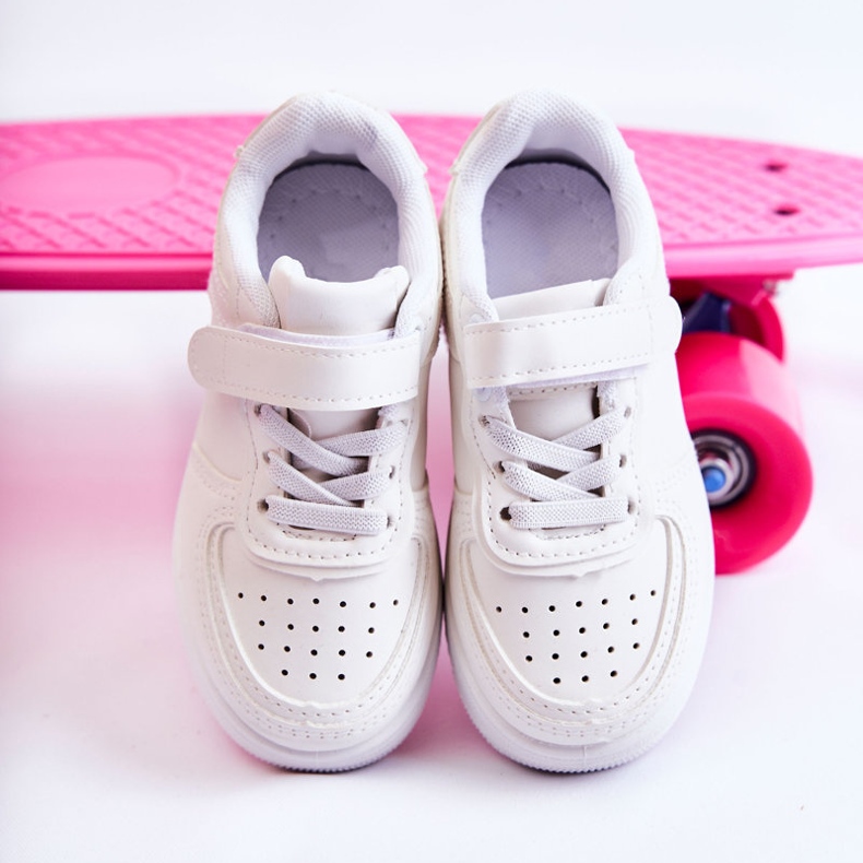 Tênis esportivo infantil com velcro branco Elike 2