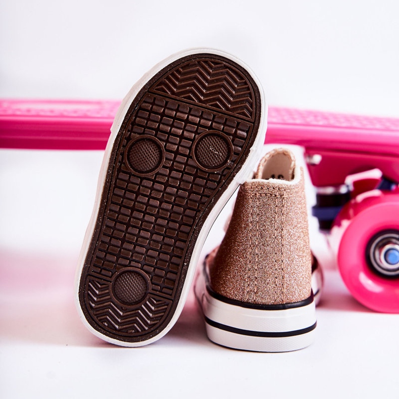 Tênis infantil dourado rosa alto Catrina 2