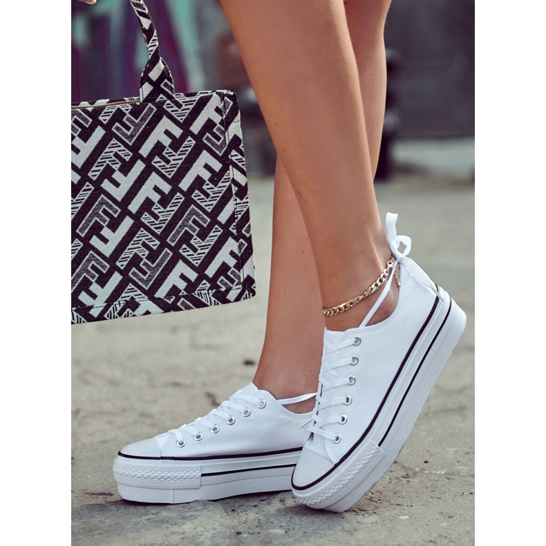 FS3 Tênis feminino em plataforma maciça em Farona branco 1