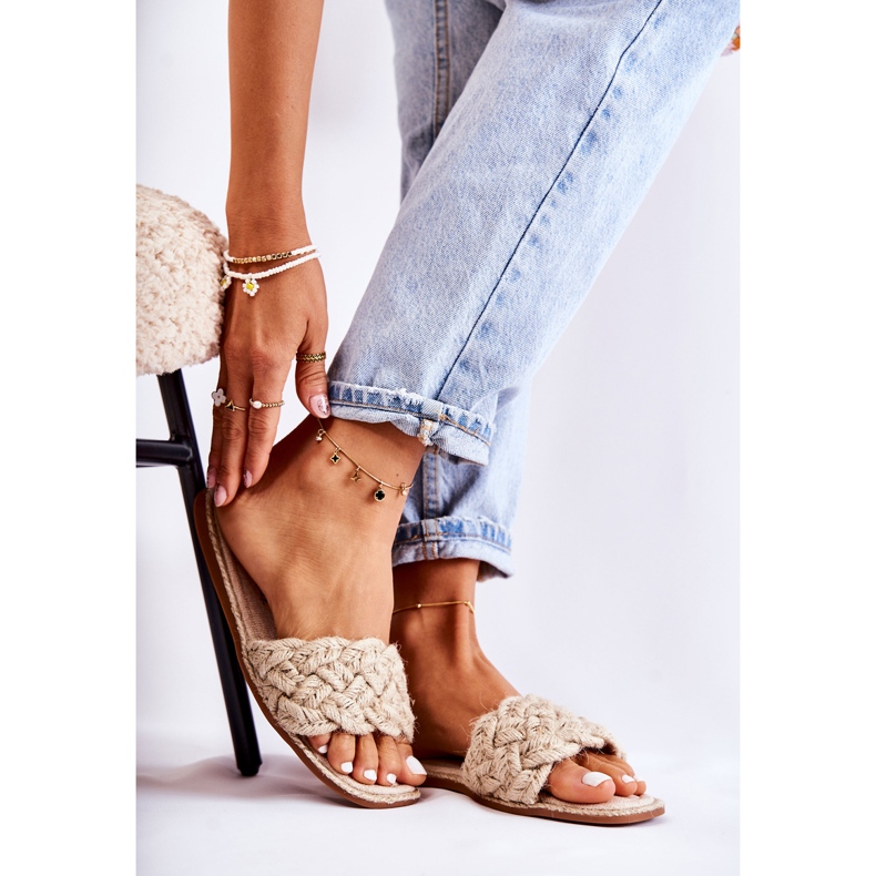 PS1 Chinelos femininos bege Maraya trançados 1