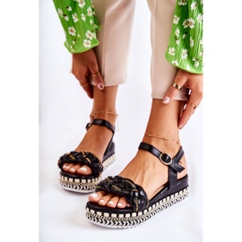 PS1 Sandálias de cunha feminina Chaves pretas preto 2