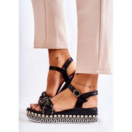 PS1 Sandálias de cunha feminina Chaves pretas preto 1