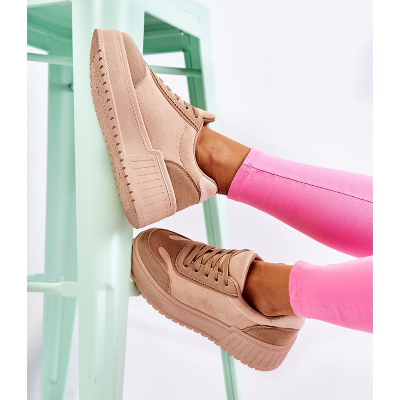 PS1 Tênis esportivo feminino de camurça bege Segurro 1