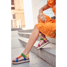 FB1 Sandálias femininas para o verão Multicolor Galia azul laranja verde amarelo 1