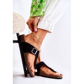 FB1 Chinelos femininos com fivela preta Elina preto 1