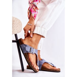 FB1 Chinelos femininos com fivela azul Elina 1