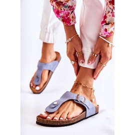 FB1 Chinelos femininos com fivela azul Elina 2