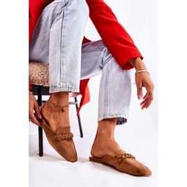 FB1 Chinelos Femininos Camurça Bege Olena marrom 2