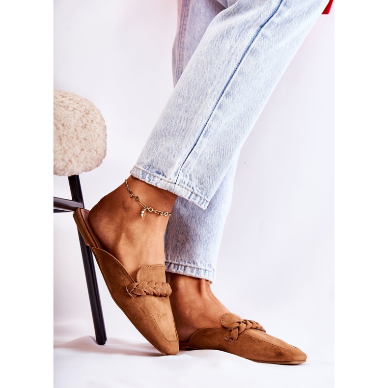 FB1 Chinelos Femininos Camurça Bege Olena castanho 1