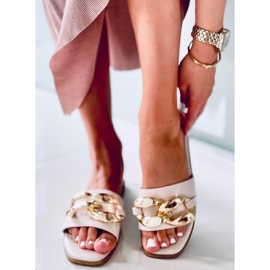 Chinelos com uma corrente Dalia Beige bege 1 Chinelos com uma corrente Dalia Beige bege 1