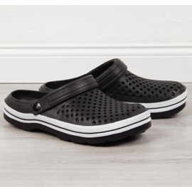 Novidades M EVE301A pantufas pretas de espuma vazada preto 1