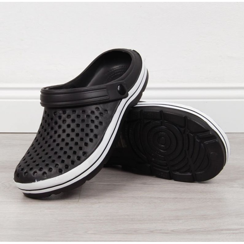 Novidades M EVE301A pantufas pretas de espuma vazada preto 2